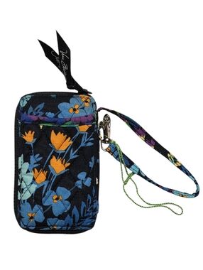 Vera Bradley Midnight Blues Pattern Iconic Zip ID Case Small Wallet Wristlet